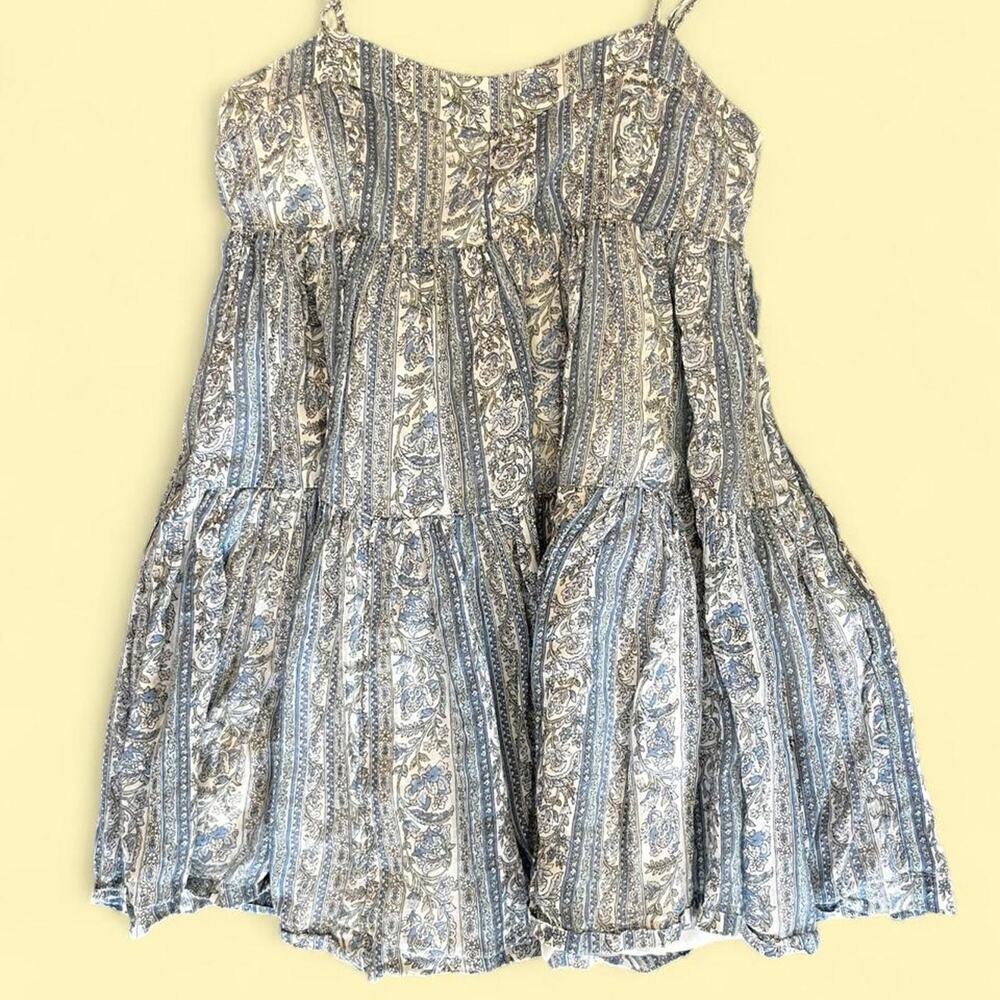 American Eagle Outfitters blue and white boho babydoll dress